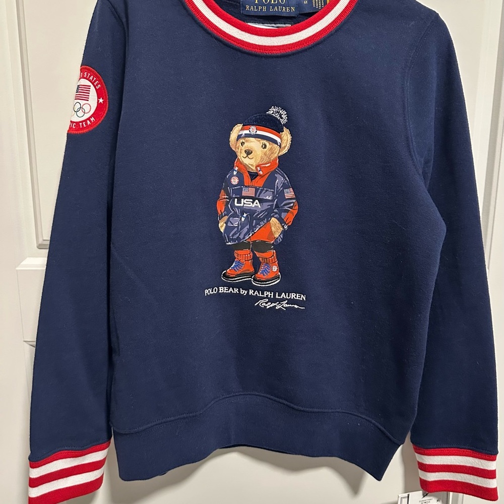 Ralph Lauren Navy Sweatshirt with Red and White Accents